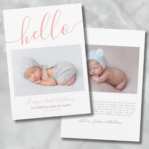 Photo Simple Baby Girl Birth Announcement
