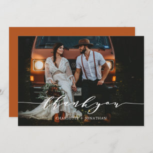 Photo Simple Botanical Bohemian Terracotta Wedding Thank You Card