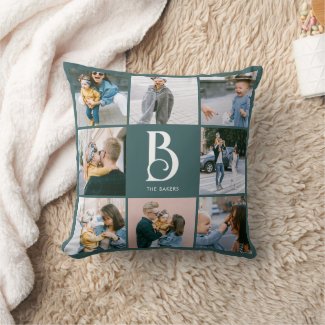 Photo Simple Chic Monogram Teal