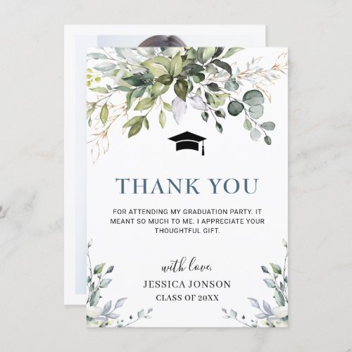 PHOTO Simple Elegant Eucalyptus Foliage Graduation Thank You Card - Simple Elegant Eucalyptus Greenery Graduation Thank You Card.
For further customization, please click the "Customize" link and use our  tool to design this template. 
If you need help or matching items, please contact me.