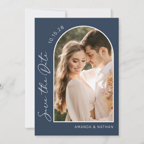 Photo Simple Elegant Navy Blue Wedding Save The Date