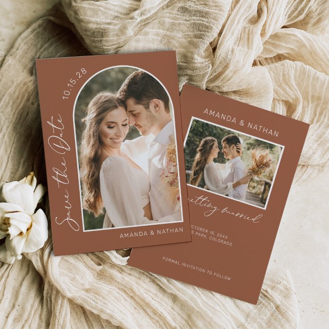 Photo Simple Elegant Terracotta Wedding Save The Date (Creator Uploaded)