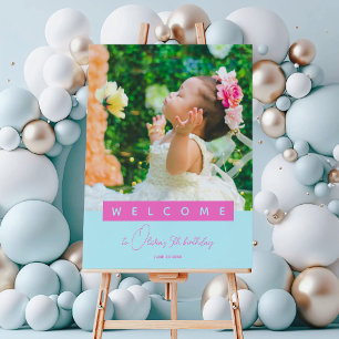 Photo Simple Girl Mermaid Birthday Welcome  Foam Board