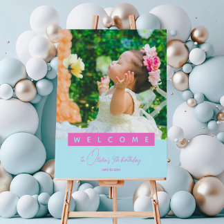 Photo Simple Girl Mermaid Birthday Welcome  Foam Board