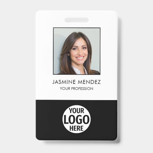 Photo Simple Logo Employee QR Code Barcode ID Badge