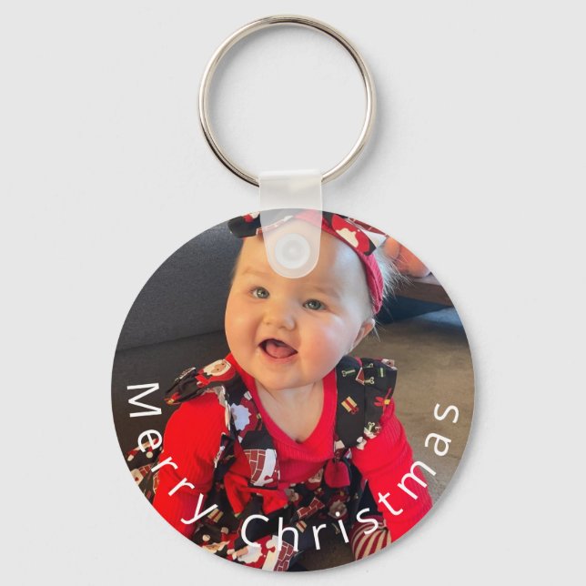 Photo Simple Merry Christmas  Keychain (Front)