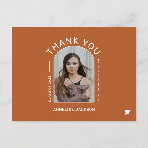 Photo simple minimalist graduation thank you postcard