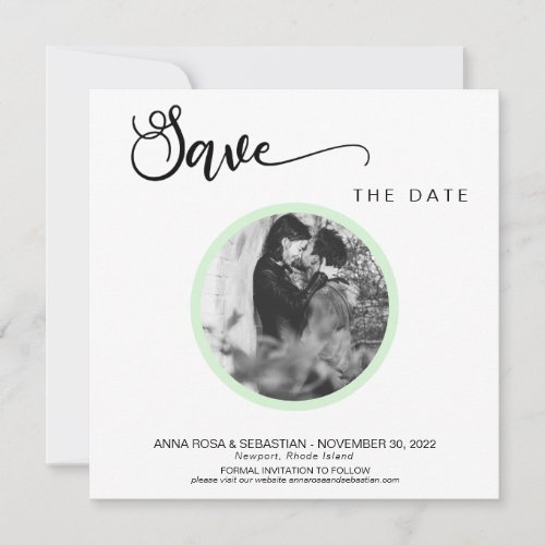 *~* PHOTO Simple Mint Boho Wedding Save The Date