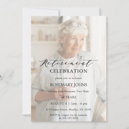 Photo Simple Modern Calligraphy Retirement Invitation