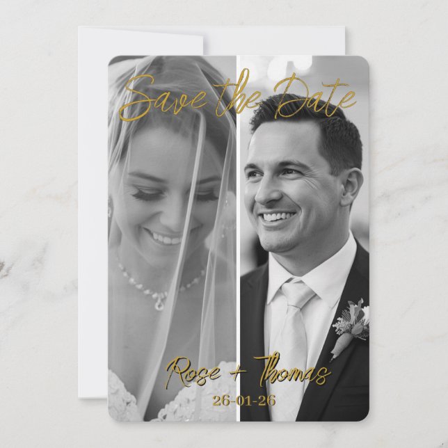 Photo Simple Modern Wedding card (Front)