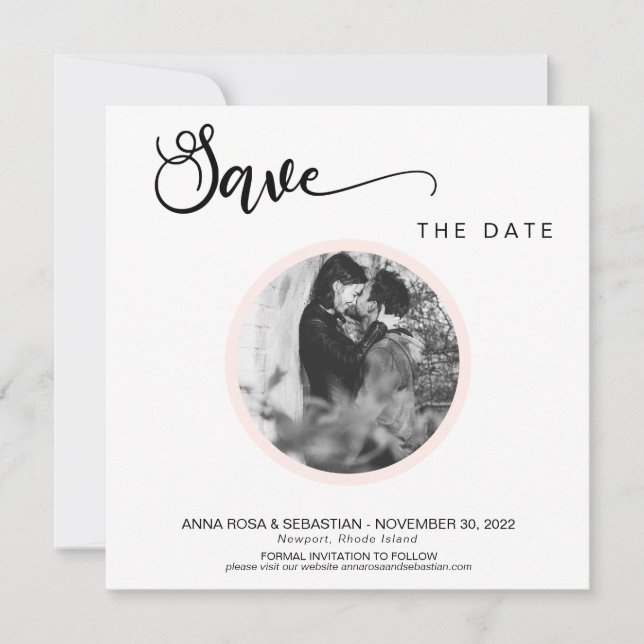 *~* PHOTO Simple Peach Boho Wedding Save The Date (Front)