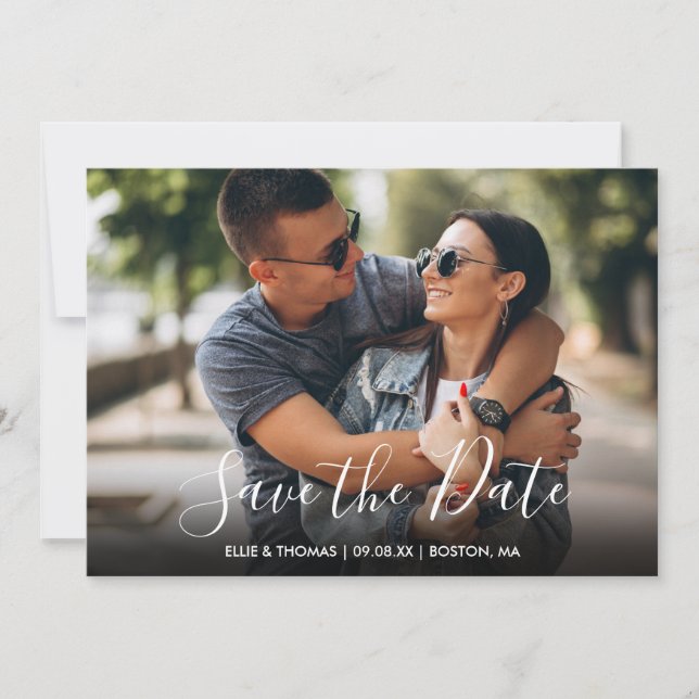 Photo Simple Save the Date Elegant Script Invitation (Front)