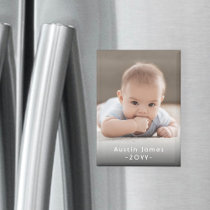 Photo & Simple White Text Stylish Modern Keepsake Magnet