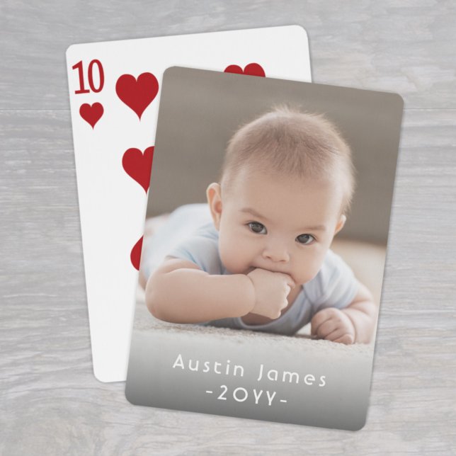 Photo & Simple White Text Unique Modern Keepsake Poker Cards (Creator Uploaded)