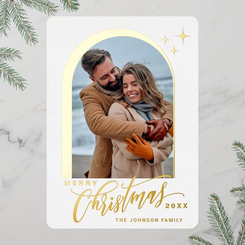 PHOTO Simply Elegant Sparkle Christmas Gold Foil Holiday Card