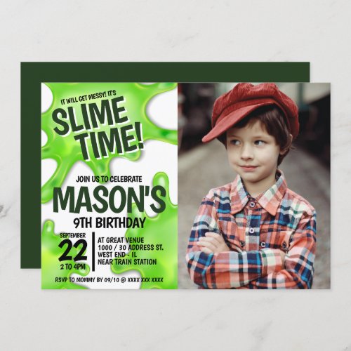 Photo Slime Party Birthday Invitation