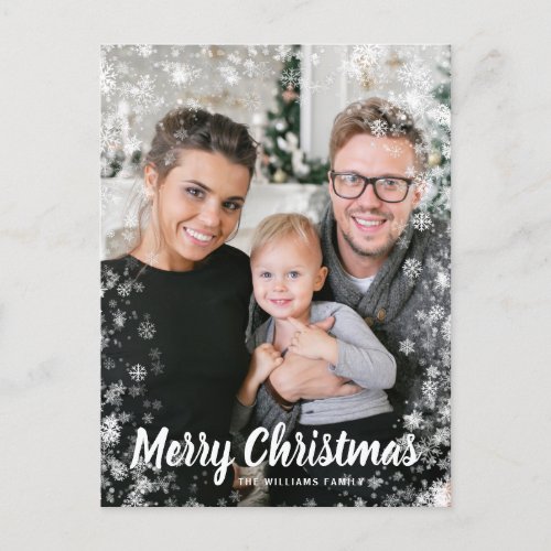 Photo Snow Christmas Holiday Postcard