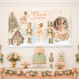 Photo Snow Globe Nutcracker 1st Birthday Banner