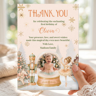 Photo Snow Globe Nutcracker Thank You Card