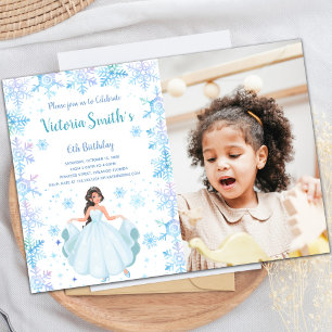 Photo Snowflake Princess Birthday Invitations