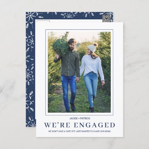 PHOTO Snowflake Winter Engagement Announcement Postcard