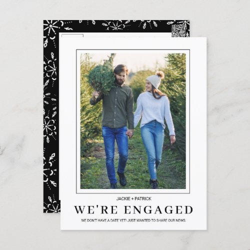 PHOTO Snowflake Winter Engagement Announcement Postcard