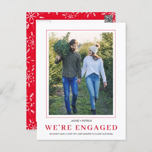PHOTO Snowflake Winter Engagement Announcement Postcard