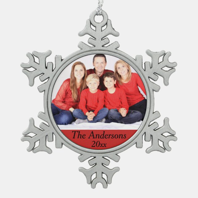 Photo Snowflake Year Christmas Ornament Customize (Front)