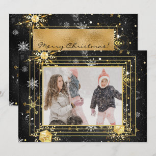 Photo Snowflakes Modern Holiday Card