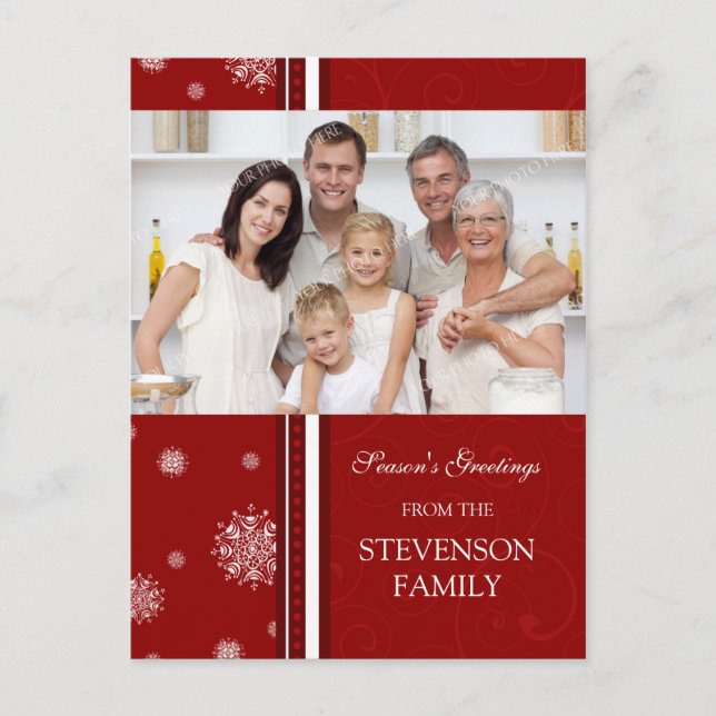 Photo Snowflakes Season's Greetings Postcards (Front)