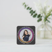 Photo social media Instagram modern circle black Square Business Card (Standing Front)
