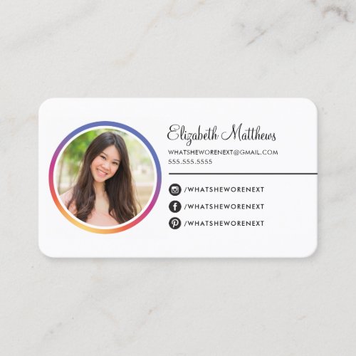 PHOTO SOCIAL MEDIA instagram round headshot Business Card