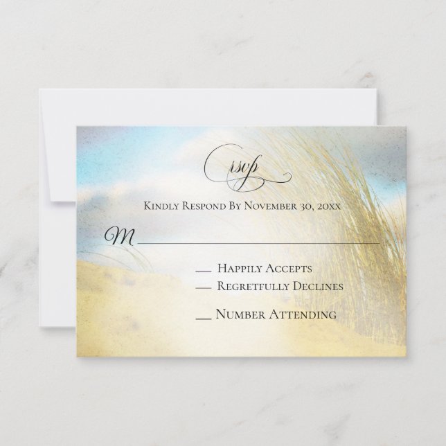 *~* Photo Soft Dune Beach Grass  RSVP Wedding (Front)