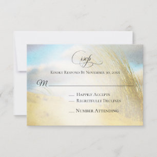 *~* Photo Soft Dune Beach Grass  RSVP Wedding Card