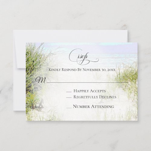 *~* Photo Soft Dune Beach Grass   Wedding RSVP Card