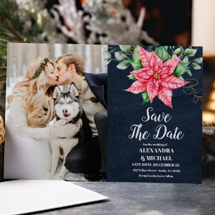 Photo Soft Winter Berry Christmas Wedding  Save The Date