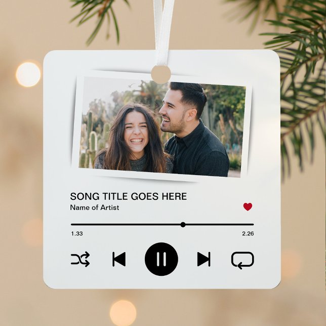 Photo Song Album Couple Holiday Metal Ornament (Creator Uploaded)