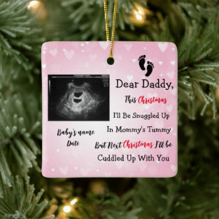 Photo Sonogram Pregnancy ultrasound announcement Ceramic Ornament