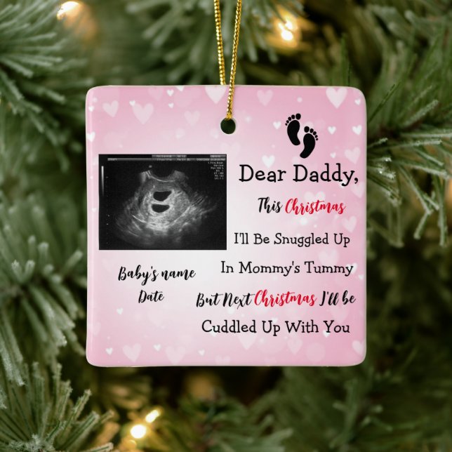 Photo Sonogram Pregnancy ultrasound announcement Ceramic Ornament (Tree)