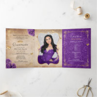 Photo Spanish  Purple Rose Gold Quinceanera