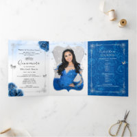Photo Spanish Silver Royal Blue Quinceanera