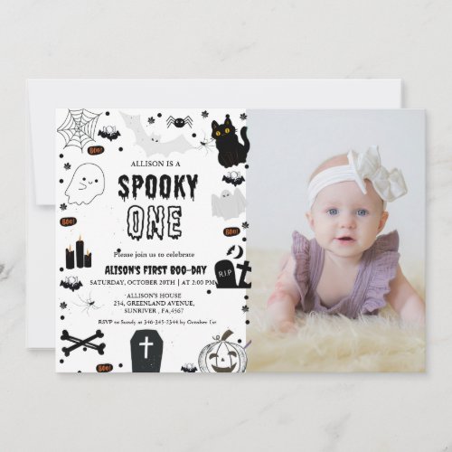 Photo Spooky One Halloween first birthday party Invitation