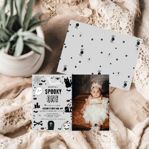 Photo Spooky One Halloween first birthday party Invitation