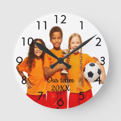 Photo sports team keepsake kids round clock