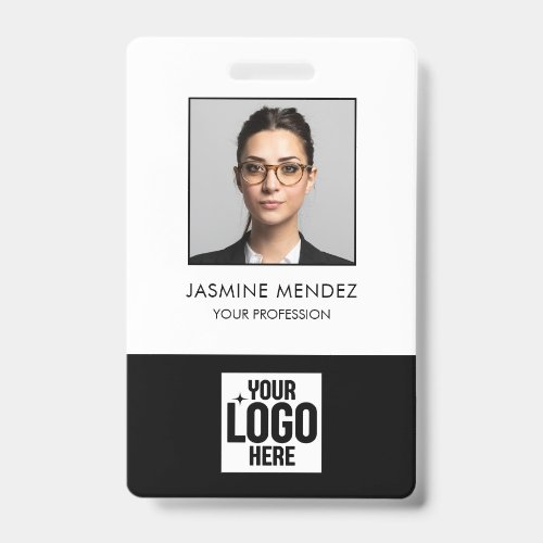 Photo Square Logo Employee QR Code Barcode ID Badge