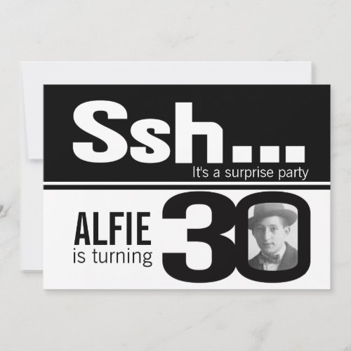 Photo ssh men black white 30th birthday invite