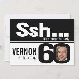Photo ssh men black white 60th birthday 4 photos invitation