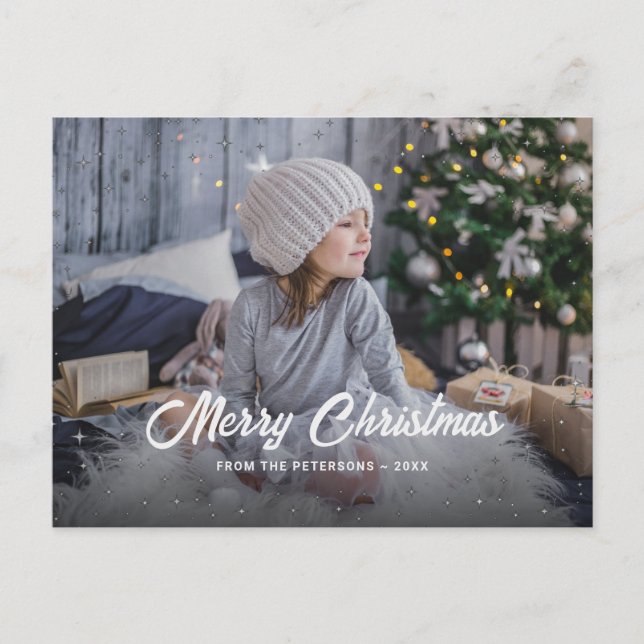 Photo Starry Merry Christmas Holiday Postcard (Front)