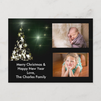 Photo & Stars on Christmas Tree Night Sky Postcard