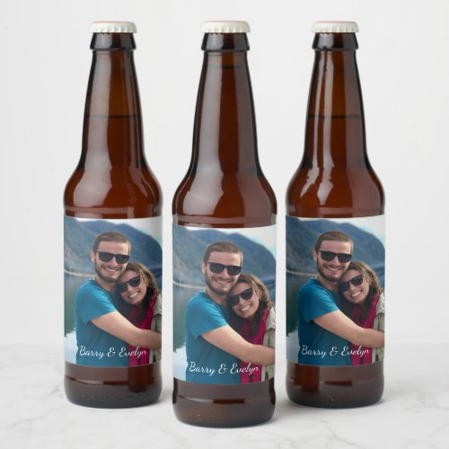 Photo Stickers with Text at Bottom Beer Labels